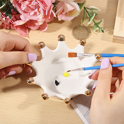 Porcelain Crown Shape Jewelry Plate DJEW-WH0039-120-1