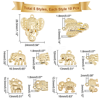50Pcs 5 Style Rack Plating Alloy Pendants Rhinestone Settings FIND-CA0004-83-1