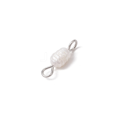 Natural Cultured Freshwater Pearl Potato Links Connector Charms PALLOY-JF04173-01-1