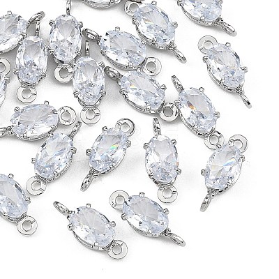 SHEGRACE Brass Pave Cubic Zirconia Oval Connector Charms XGRQ2O873-437A-P-1