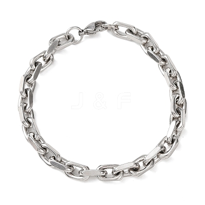 304 Stainless Steel Cable Chain Bracelets for Women Men BJEW-F529-04P-1