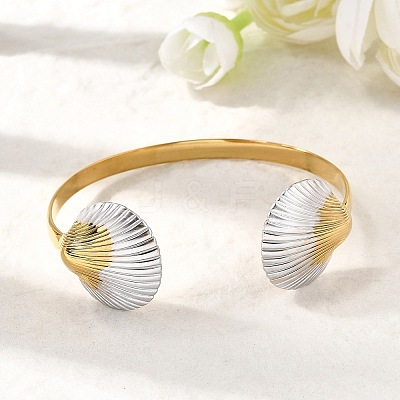 304 Stainless Steel Cuff Bangles for Women BJEW-F509-01G-1