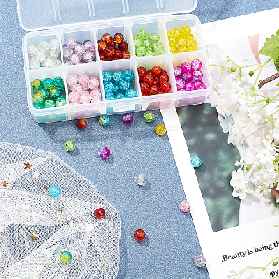 Spray Painted Transparent Crackle Glass Beads CCG-PH0003-11A-1