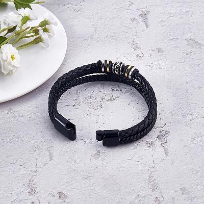 Word Love You Forever Braided Leather Triple Layer Multi-strand Bracelet JB750A-1