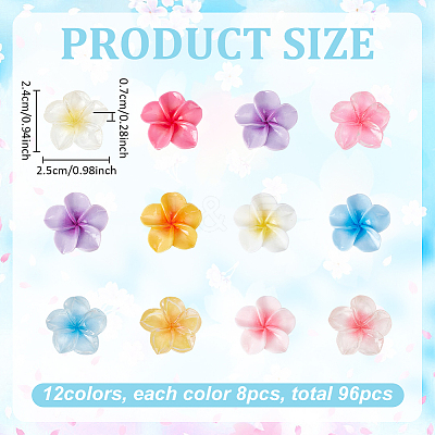 96Pcs 12 Colors Transparent Resin Cabochons CRES-ME0001-03-1