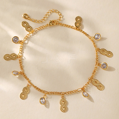Brass Crystal Rhinestone Infinity Charm Anklets for Women FS-WG122D3-01-1