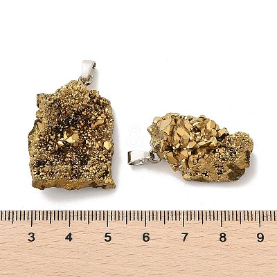 Electroplated Raw Rough Natural Druzy Agate Pendants G-H084-07P-03-1