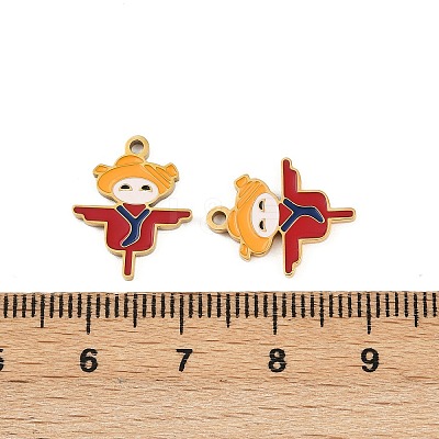 304 Stainless Steel Enamel Pendants STAS-C137-05C-G-1