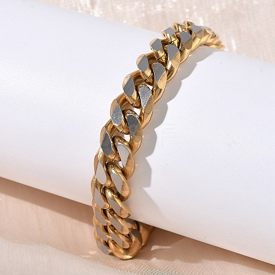 201/304 Stainless Steel Cuban Link Chains Bracelets for Unisex BJEW-F522-04G-1