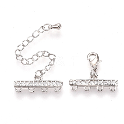 Brass Micro Pave Cubic Zirconia Chain Extender ZIRC-Q022-031P-NR-1