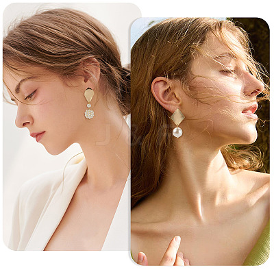 8Pcs 4 Styles Brass Stud Earring Findings EJEW-TA0008-64-1
