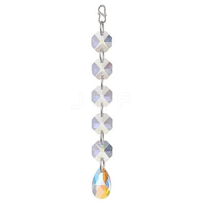 Christmas Glass Octagon Beads Hanging Suncatchers HJEW-JM02269-1
