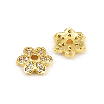 Brass Micro Pave Clear Cubic Zirconia Bead Caps CU-CBA6A75-30G-1