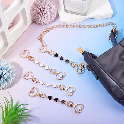 6Pcs 3 Styles Alloy Enamel Heart Link Bag Extender Chains KEYC-TAC00058-1