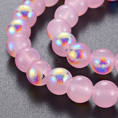 Spray Painted Glass Beads Strands GGLA-S058-001C-01-1