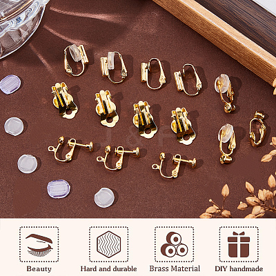 32Pcs 4 Style Brass Clip-on Earring Converters Findings KK-SP0001-28G-1
