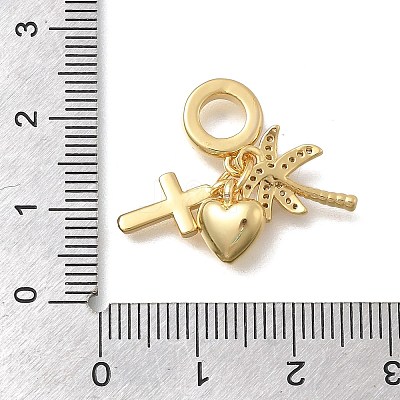 Brass Micro Pave Clear Cubic Zirconia European Dangle Charms KK-D431-033F-G-1