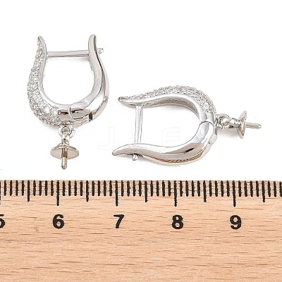 Brass Micro Pave Clear Cubic Zirconia Hoop Earring Findings KK-Z158-04P-1