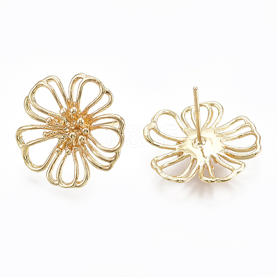 Brass Stud Earrings X-KK-S348-122-1