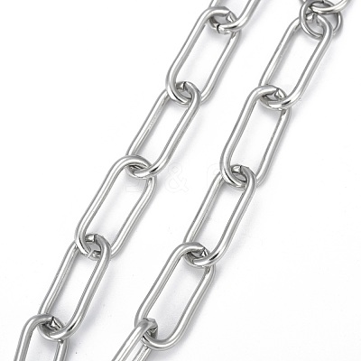 Tarnish Resistant 304 Stainless Steel Paperclip Chain Bracelets STAS-P001-59P-1