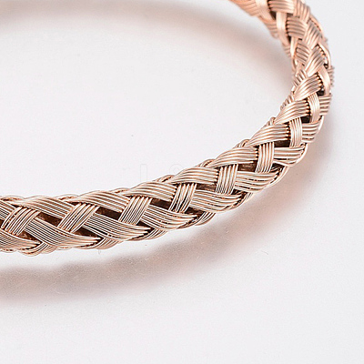 304 Stainless Steel Cuff Bangles Torque Bangles BJEW-H570-27RG-1