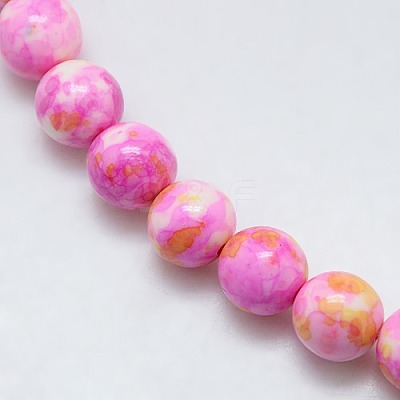 Synthetic Ocean White Jade Beads Strands G-L019-6mm-02-1