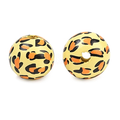 Printed Wood European Beads WOOD-G029-05A-1