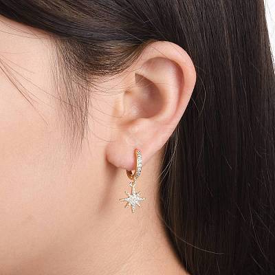 Brass Micro Pave Clear Cubic Zirconia Huggie Hoop Earrings EJEW-JE04380-01-1