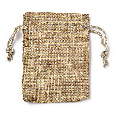 Polyester Imitation Burlap Packing Pouches Drawstring Bags ABAG-R005-9x7-15-1