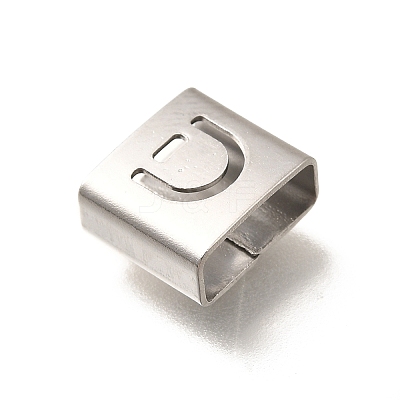 Letter Style 304 Stainless Steel Square Slide Charms STAS-L132-01D-1