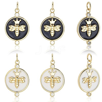 10Pcs 2 Colors Eco-Friendly Brass Micro Pave Cubic Zirconia Pendants KK-BBC0020-69-1