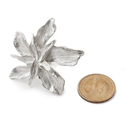 Flower Alloy Adjustable Rings for Women RJEW-B108-01P-1