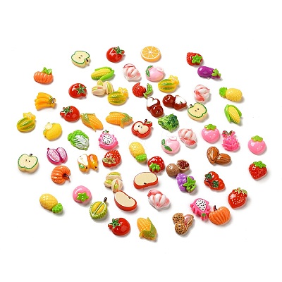 Opaque Resin Fruit & Vegetable Adhesive Back Cartoon Stickers RESI-K019-46-1