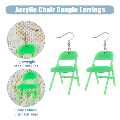 6 Pairs 6 Colors Acrylic Chair Dangle Earrings with Steel Iron Pins EJEW-FI0001-56-1