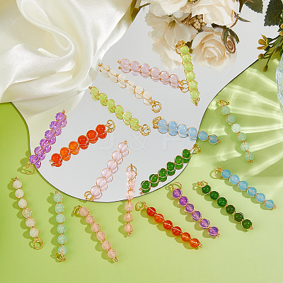 18Pcs 9 Color Natural & Dyed Malaysia Jade Pendants PALLOY-FH00131-1
