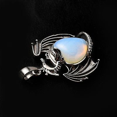 Opalite Heart Pendants KK-K331-01AS-03-1