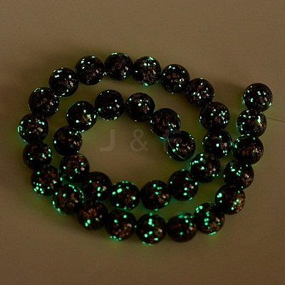 Handmade Gold Sand Lampwork Beads Strands LAMP-P051-L04-10mm-1