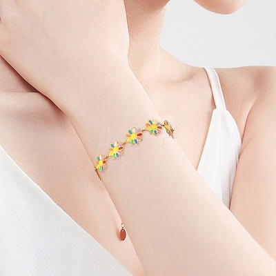 Enamel Daisy Flower Link Chains CHS-CJ0001-33-1