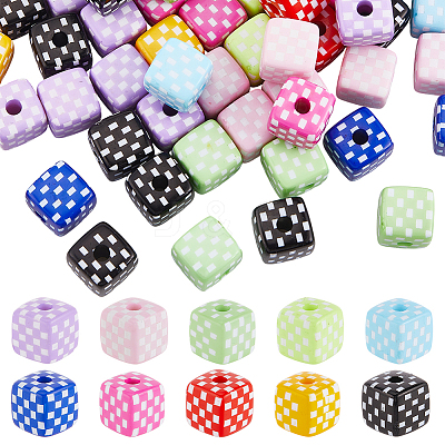 60Pcs Opaque Acrylic Beads SACR-DR0001-01B-1