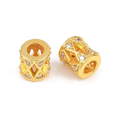 Brass Micro Pave Clear Cubic Zirconia European Beads CU-CBA6A75-24G-1