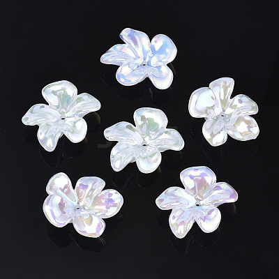5-Petal Electroplate Acrylic Bead Caps X-PACR-T014-01-1