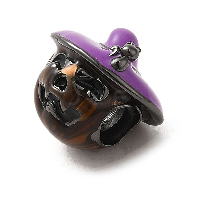 Halloween Brass Enamel European Beads KK-A203-04B-B-1