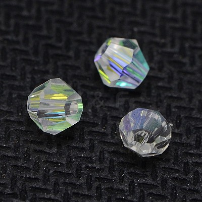 AB Color Plated Crystal Glass Bicone Loose Beads X-GGLA-F026-B01-1