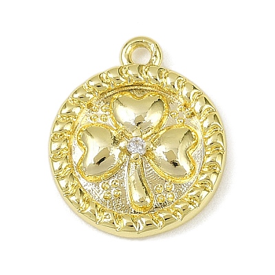 Brass Pave Clear Cubic Zirconia Pendants KK-L238-06G-1