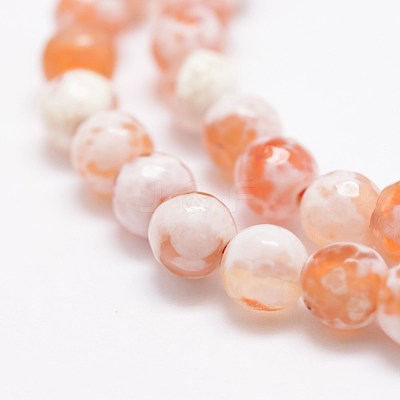 Faceted Natural Fire Crackle Agate Beads Strands G-F447-6mm-B03-1