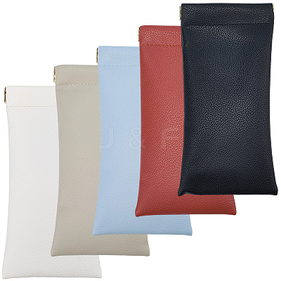 5Pcs 5 Colors Rectangle PU Leather Eyelasses Case AJEW-CN0005-63-1