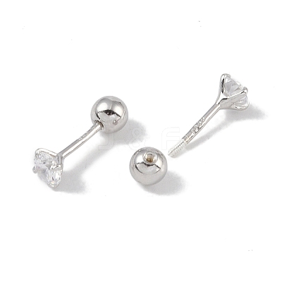 Anti-Tarnish Rhodium Plated 999 Fine Silver Cubic Zirconia Cartilage Earrings for Women EJEW-S215-28P-1