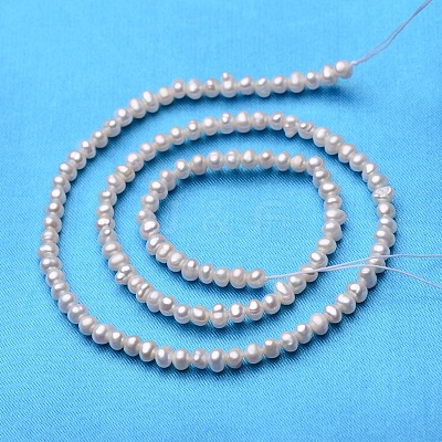 Potato Natural Cultured Freshwater Pearl Beads Strands X-PEAR-E007-3.5-4mm-1