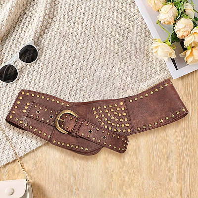 Imitation Leather with Alloy Rivet Chain Belts AJEW-WH20006-252-1