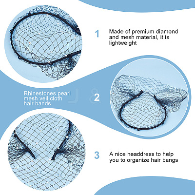 2Pcs 2 Styles Bridal Pearl Mesh Veil Cloth Hair Bands MRMJ-FG0001-16B-1